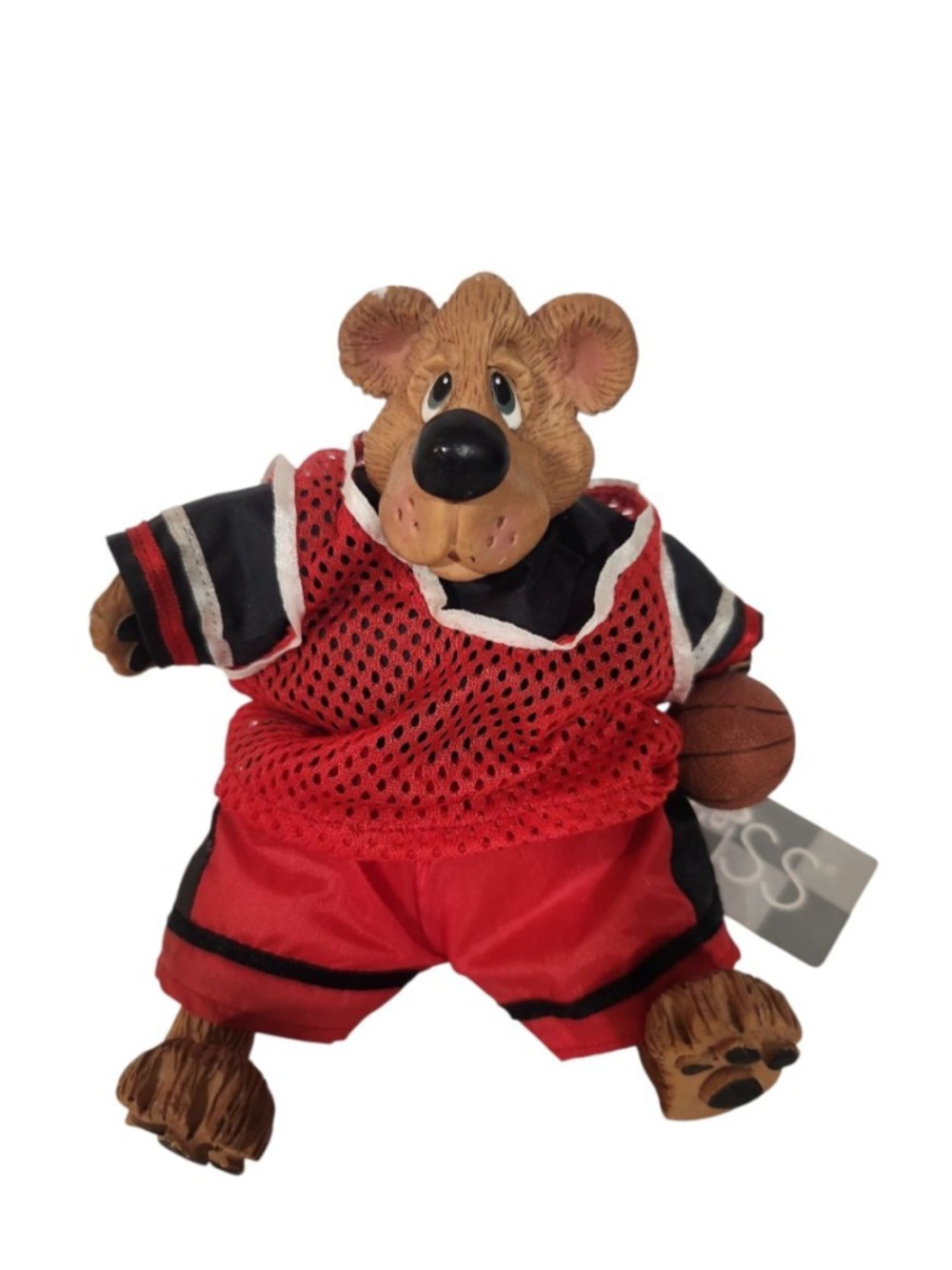 VTG Russ Berrie Kathleen Kelly Larry Beard Basketball Bear Figurine Shelf Sitter